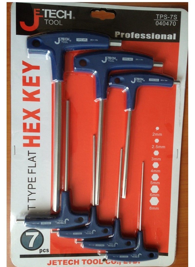 jetechtool Jetech 7-Piece Allen Wrench Set, Metric, T-Handle, Hex Key Set, Portable Allen Key Set for Basic Home Repair and Mechanical Maintenance, 2mm-8mm - TPS-7S - Image 2