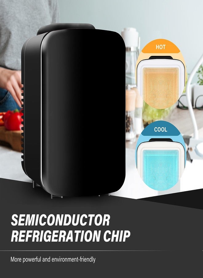 ثلاجة صغيرة YSSOA سعة 4 لترات، تتسع لـ 6 علب، ثلاجة محمولة للتبريد والتدفئة، ثلاجة صغيرة الحجم للطعام والمشروبات، مناسبة للمكاتب، لون أسود - Image 2