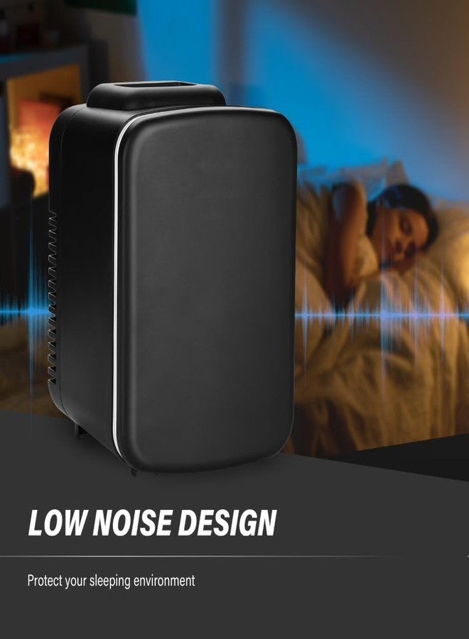 ثلاجة صغيرة YSSOA سعة 4 لترات، تتسع لـ 6 علب، ثلاجة محمولة للتبريد والتدفئة، ثلاجة صغيرة الحجم للطعام والمشروبات، مناسبة للمكاتب، لون أسود - Image 5