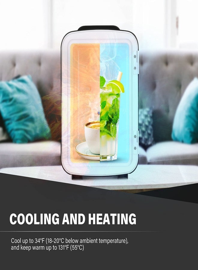 ثلاجة صغيرة YSSOA سعة 4 لترات، تتسع لـ 6 علب، ثلاجة محمولة للتبريد والتدفئة، ثلاجة صغيرة الحجم للطعام والمشروبات، مناسبة للمكاتب، لون أسود - Image 4