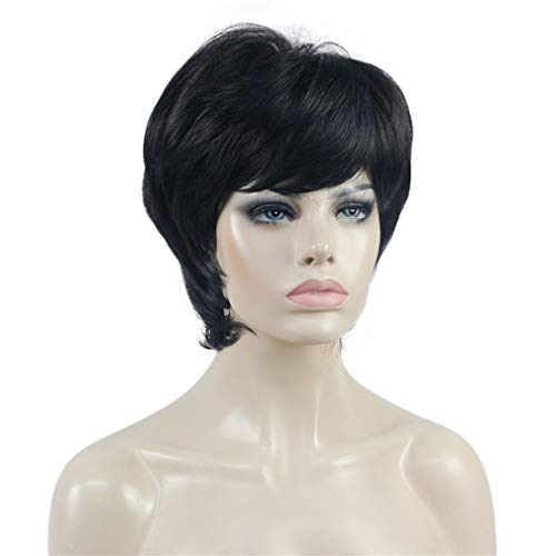 Aimole Short Layered Straight Wigs Synthetic Women's Wig Full Hair (2 Natural Black) - Image 2
