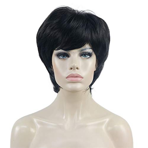 Aimole Short Layered Straight Wigs Synthetic Women's Wig Full Hair (2 Natural Black) - Image 1