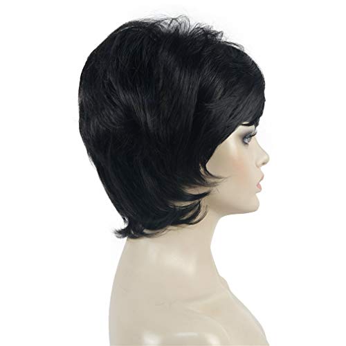 Aimole Short Layered Straight Wigs Synthetic Women's Wig Full Hair (2 Natural Black) - Image 4