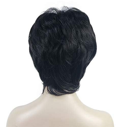 Aimole Short Layered Straight Wigs Synthetic Women's Wig Full Hair (2 Natural Black) - Image 5