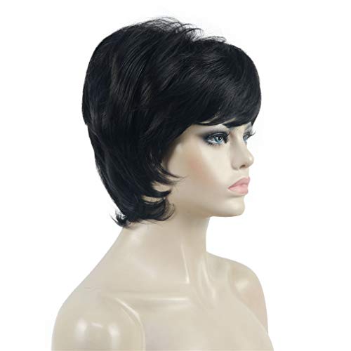 Aimole Short Layered Straight Wigs Synthetic Women's Wig Full Hair (2 Natural Black) - Image 3