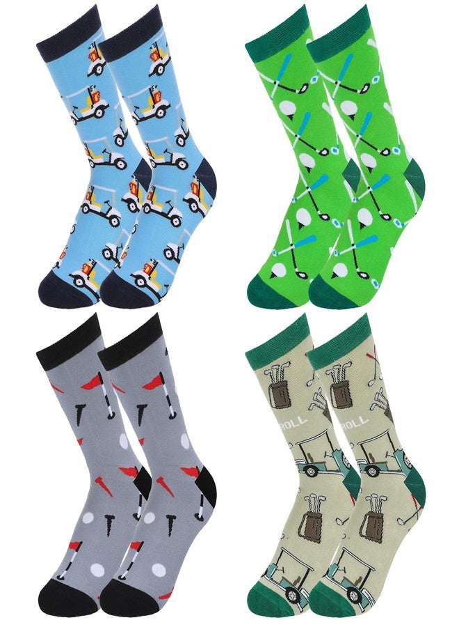 Breathffy 4 Pairs Funny Golf Sock for Men Crew Cotton Sock for Men Women Golf Lover Christmas Novelty Stuffers Gifts Ideas () - Image 1