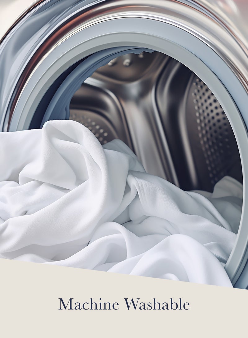 أميريكان لينين ملاءة سرير مزدوجة سادة مع 2 كيس وسادة 160 × 200 سم أزرق داكن - Image 5