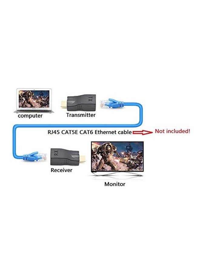 ELTRAZONE 2-Piece HDMI Extender Adapter Set – RJ45 Over Ethernet HDMI , Plug & Play Full HD 1080p Transmission via Cat5e/Cat6 Cable, No External Power Required, Compact & Durable Design, Blue – Ideal for HDTV, Projectors, Monitors, Long-Distance Setup  - Image 5