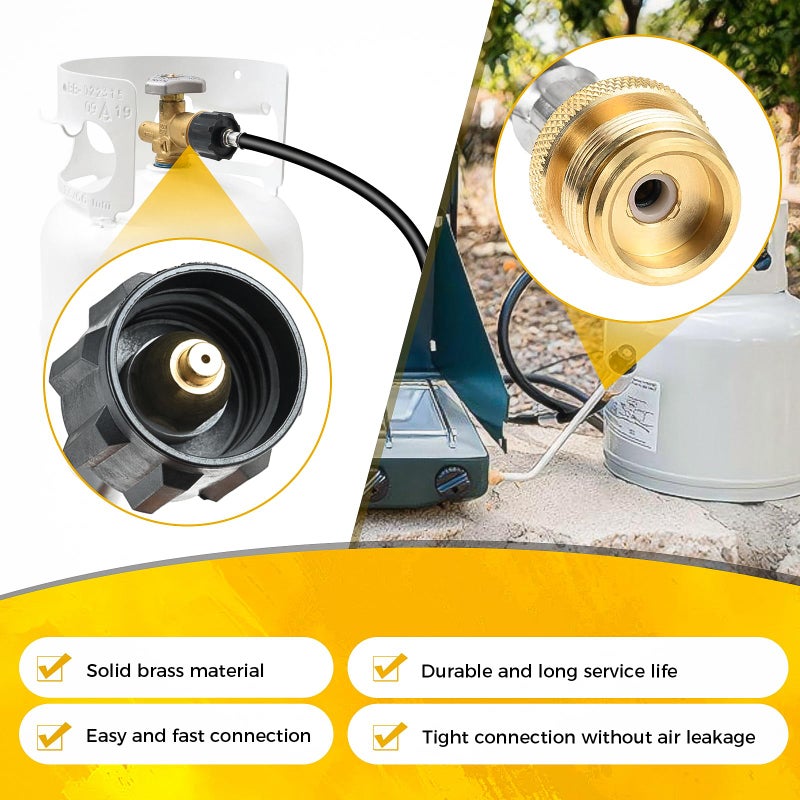 Lemfema 6FT Propane Adapter Hose with Stove Pressure Regulator, 1lb to 20lb Converter Hose for Propane Tank Connection Compatible with Jet-Boil Genesis 2 Burner Stove & Folding Gas Stoves - Image 4