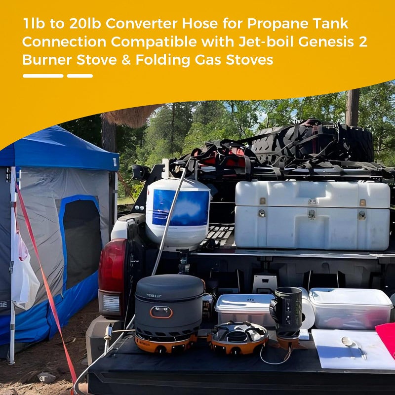 Lemfema 6FT Propane Adapter Hose with Stove Pressure Regulator, 1lb to 20lb Converter Hose for Propane Tank Connection Compatible with Jet-Boil Genesis 2 Burner Stove & Folding Gas Stoves - Image 5