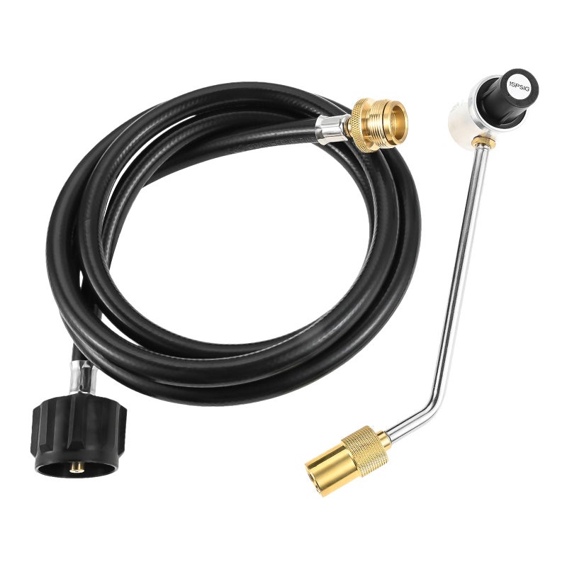 Lemfema 6FT Propane Adapter Hose with Stove Pressure Regulator, 1lb to 20lb Converter Hose for Propane Tank Connection Compatible with Jet-Boil Genesis 2 Burner Stove & Folding Gas Stoves - Image 1