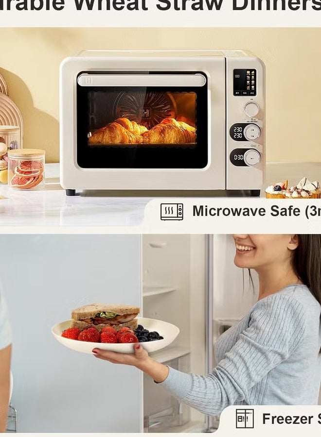 طقم أطباق من قش القمح، 16 قطعة، يكفي لأربعة أشخاص، طقم أدوات مائدة بلاستيكي غير قابل للكسر وقابل لإعادة الاستخدام، آمن للاستخدام في غسالة الصحون والميكروويف، مناسب للمطبخ والتخييم والسكن الجامعي، يشمل طبق عشاء، وعاء، كوب، أطباق حلوى، أكواب شرب (بيج) - Image 5