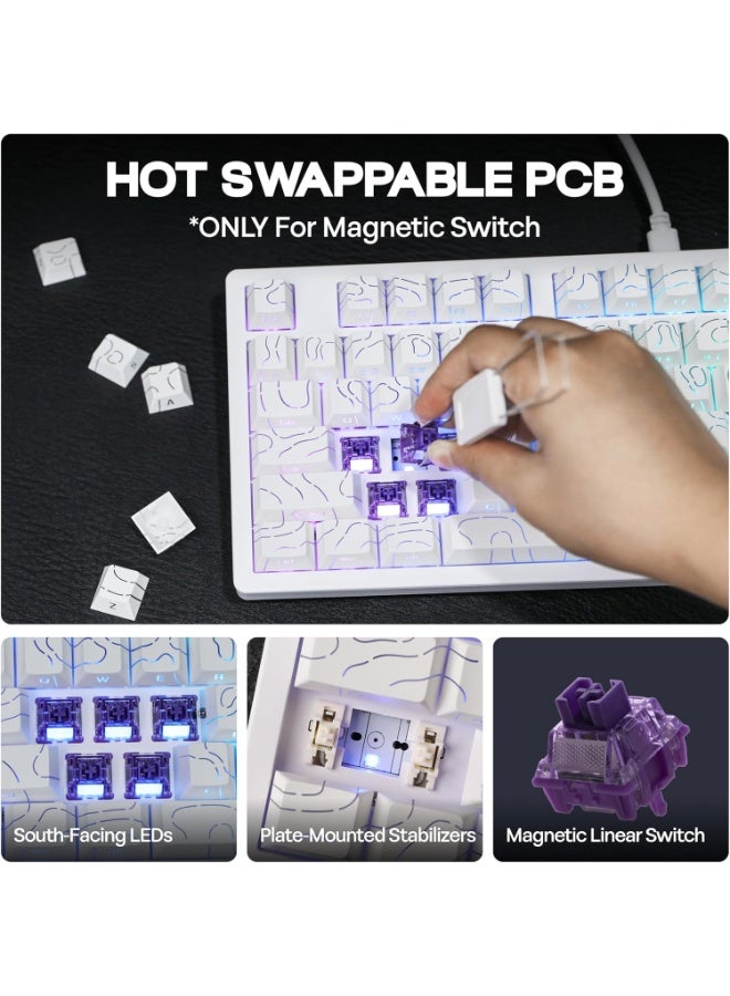 فتير لوحة مفاتيح الألعاب المغناطيسية ATO87 HE مع استجابة قابلة للتعديل، ولوحة مفاتيح بتقنية تأثير هول بزمن استجابة 0.125 مللي ثانية، ومعدل استجابة 8K، و87 مفتاحًا، وقابلة للتبديل السريع، وإضاءة RGB، ومفاتيح قابلة للتخصيص - Image 3