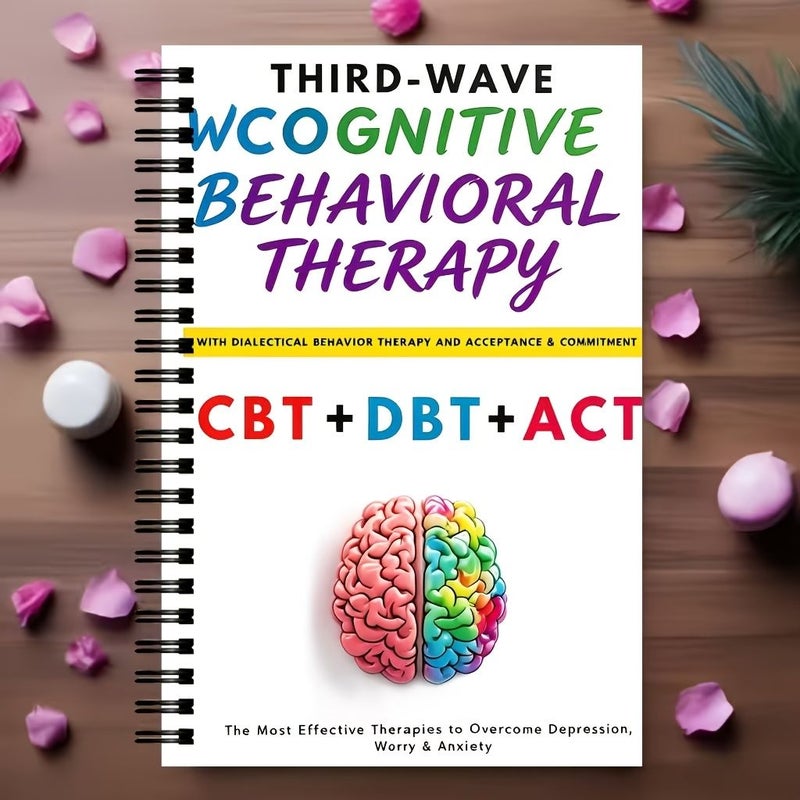 5 في 1 كراسة ملاحظات للعلاج السلوكي المعرفي (CBT) والعلاج السلوكي الجدلي (DBT) والعلاج بالقبول والالتزام (ACT) والاسترخاء بحجم A5 م spiral مع تدريبات مهارات التأقلم مجلة للصحة النفسية مخطط بأسلوب ريترو للبالغين هدية - Image 1