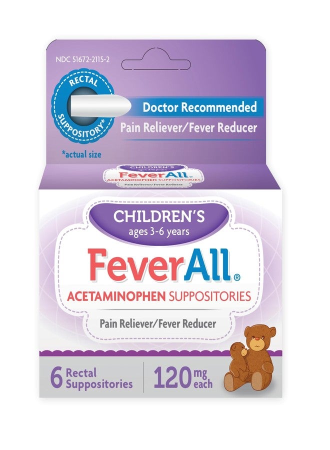 FeverAll Children's Acetaminophen Suppositories, 120 mg - 6 ea - Image 1