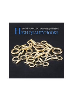 Glarks Glarks 100-Pieces 6 Size Brass Plated Lag Eyebolts Screw-in Eye Shape Screw Hooks Hanging Hooks Assortment Set  - Image 3