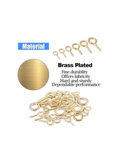 Glarks Glarks 100-Pieces 6 Size Brass Plated Lag Eyebolts Screw-in Eye Shape Screw Hooks Hanging Hooks Assortment Set  - Image 4