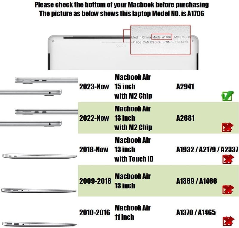 سيفن لاين متوافق مع حافظة MacBook Air 15 بوصة 2023 لـ Mac Air 15.3 بوصة شريحة M2 موديل A2941 حافظة صلبة واقية للكمبيوتر المح��ول مع غطاء لوحة مفاتيح عربي (تخطيط الإمارات)، أسود غير لامع - Image 2