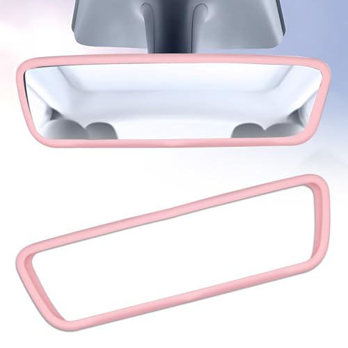 CANIPHA Rear View Mirror Cover Accessories Car Protector Frame Silicone Automotive Mirror Frame Compatible with Modol 3 Y Pink Car Accessories Pink - Image 1