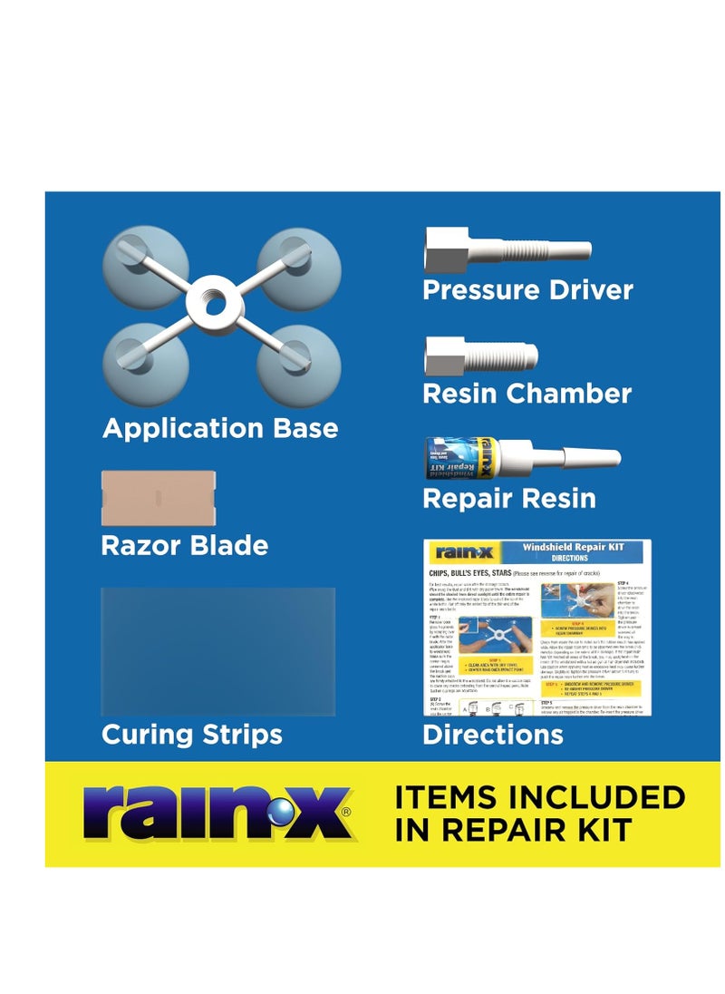 Rain-X - Rain-X 600001 Windshield Repair Kit - Quick And Easy Durable Resin Based Kit for Chips and Cracks, Good For Round Damage Below 1" In Diameter And Cracks Smaller Than 12" In Length, BLUE,YELLOW - Image 1