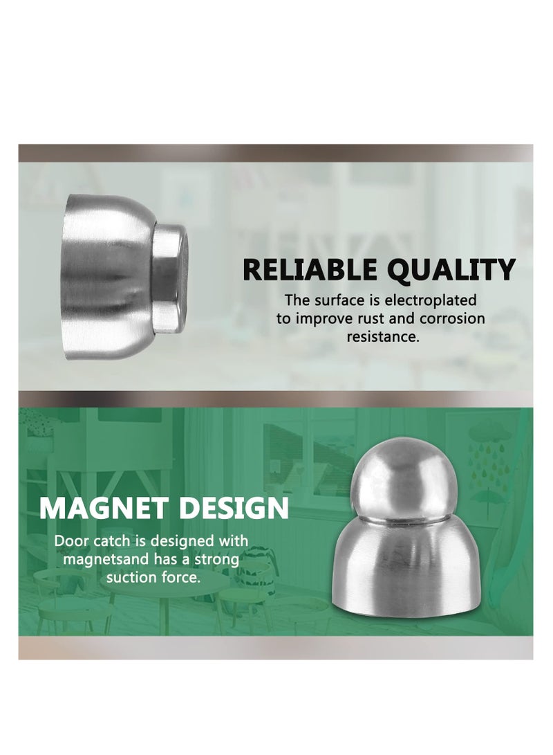 Magnetic Door Stop, Silver Stainless Steel Magnetic Door Stopper, Magnetic Door Stopper with Adhesive Tape, Heavy Duty Door Holder Door Catch Hold Your Door Open (2 Pcs) - Image 3