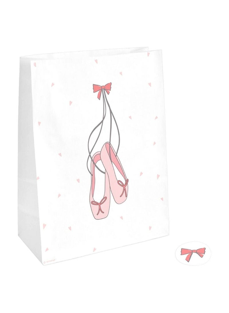 أكياس هدايا ورقية وردية اللون على شكل راقصة باليه، عبوة من 4 قطع، مقاس 21 سم