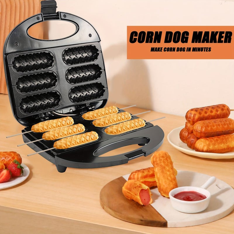 6 Hole Corn Dog Maker With Corn Starch 750W Deep Electric Grill For Hot Dogs - Image 3