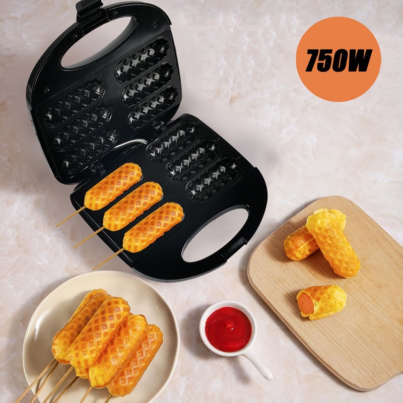 6 Hole Corn Dog Maker With Corn Starch 750W Deep Electric Grill For Hot Dogs - Image 4
