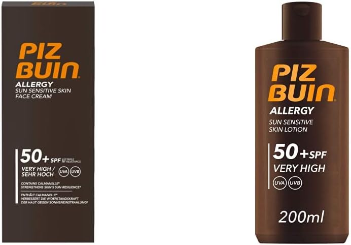 Piz Buin Allergy Sun Sensitive Skin Face and Body Bundle Set SPF 30 SPF 50 For Sensitive Skin