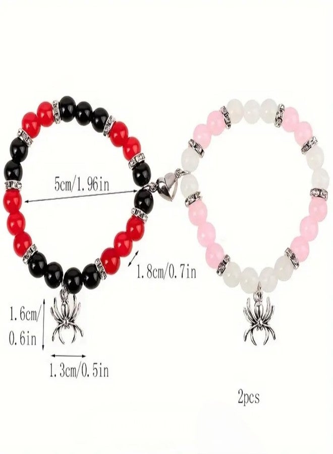 SUPER SOFTENER Couple Magnetic Matching Bracelets, Friendship Bracelets, Spider Crystal Bracelet, Long Distance Heart Bracelets - Image 2