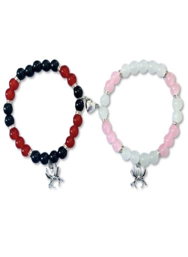 SUPER SOFTENER Couple Magnetic Matching Bracelets, Friendship Bracelets, Spider Crystal Bracelet, Long Distance Heart Bracelets - Image 1