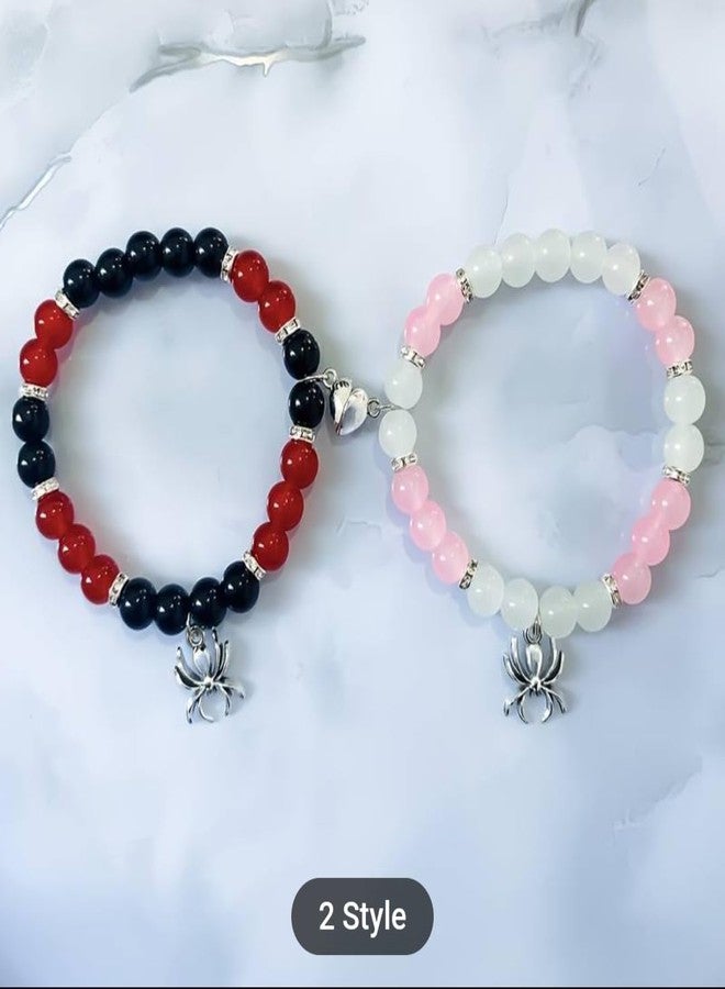 SUPER SOFTENER Couple Magnetic Matching Bracelets, Friendship Bracelets, Spider Crystal Bracelet, Long Distance Heart Bracelets - Image 3