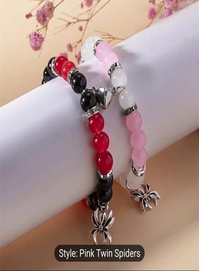 SUPER SOFTENER Couple Magnetic Matching Bracelets, Friendship Bracelets, Spider Crystal Bracelet, Long Distance Heart Bracelets - Image 5