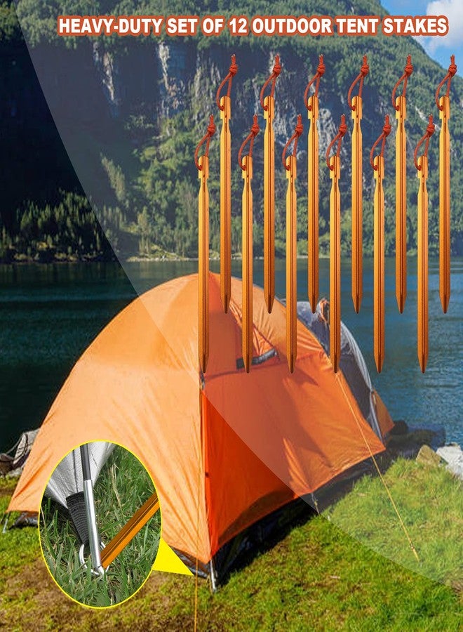 All one tech 12 Pack Tent Stakes, 7075 Ground Metal Camping Aluminum Tent Pegs, Lightweight Tent Stakes Heavy Duty Spikes Camping Accessories, Orange - Image 5