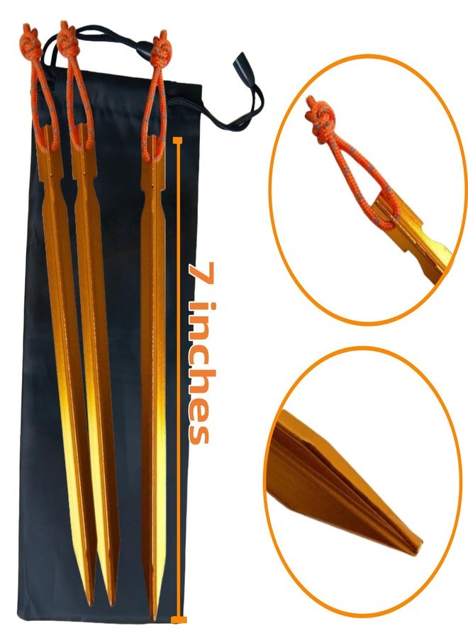 All one tech 12 Pack Tent Stakes, 7075 Ground Metal Camping Aluminum Tent Pegs, Lightweight Tent Stakes Heavy Duty Spikes Camping Accessories, Orange - Image 3