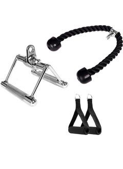 Pulldown Attachments for Gym,Cable Machine Attachment Set with Tricep Pull Down Rope, Exercise Handles and V Row Double D Handle ,Weight Lifting Workout Accessories