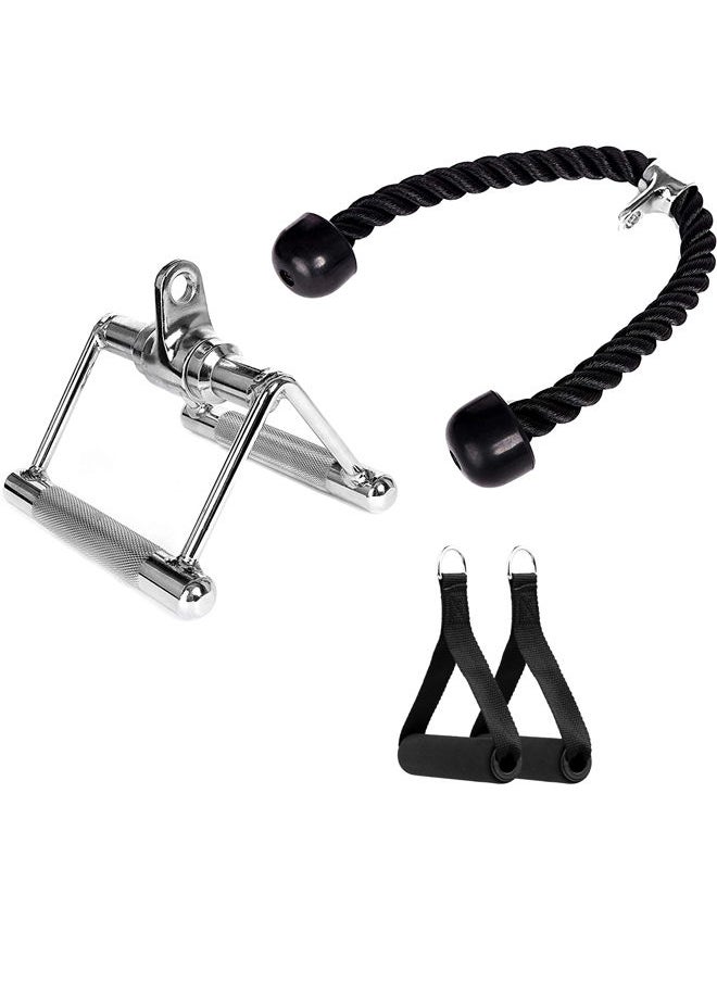 Generic - Pulldown Attachments for Gym,Cable Machine Attachment Set with Tricep Pull Down Rope, Exercise Handles and V Row Double D Handle ,Weight Lifting Workout Accessories - Image 1