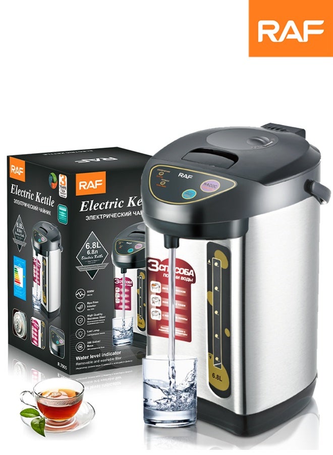 آر إيه أف موزع مياه ساخن ، غلاية مياه سعة 6.8 لتر ومسخن مع أزرار الاستغناء التلقائي واليدوي ، الإغلاق التلقائي وحماية الغليان الجاف ، 3 خيارات لتوزيع الشاي والقهوة والكاكاو الساخن وأغذية الأطفال ، 800 واط ر. 7905 - Image 1
