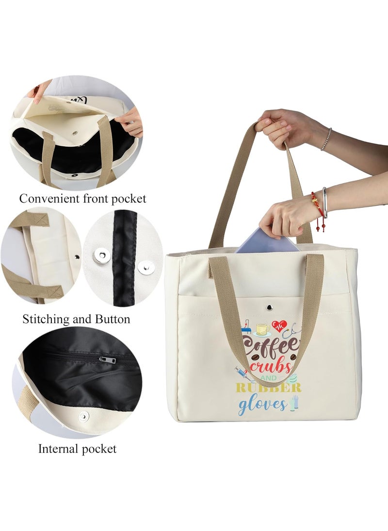 MBMSO MBMSO Nurse Life Tote Bag Nursing Gifts Coffee Scrubs and Rubber Gloves Beach Bag Nurse Work Tote Bag Nurse Appreciation Gift  - Image 5