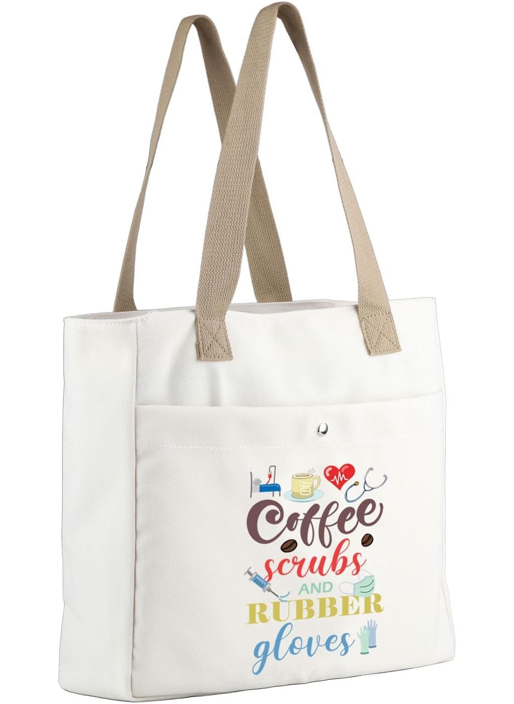 MBMSO MBMSO Nurse Life Tote Bag Nursing Gifts Coffee Scrubs and Rubber Gloves Beach Bag Nurse Work Tote Bag Nurse Appreciation Gift  - Image 2