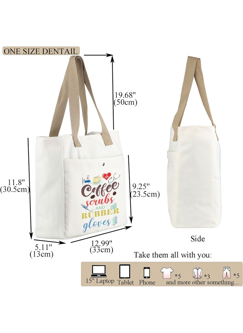 MBMSO MBMSO Nurse Life Tote Bag Nursing Gifts Coffee Scrubs and Rubber Gloves Beach Bag Nurse Work Tote Bag Nurse Appreciation Gift  - Image 3