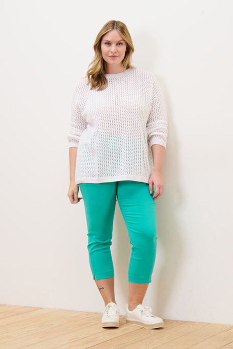 Tchibo Women Crew Neck Long Sleeve Crochet Sweater, White - Image 1