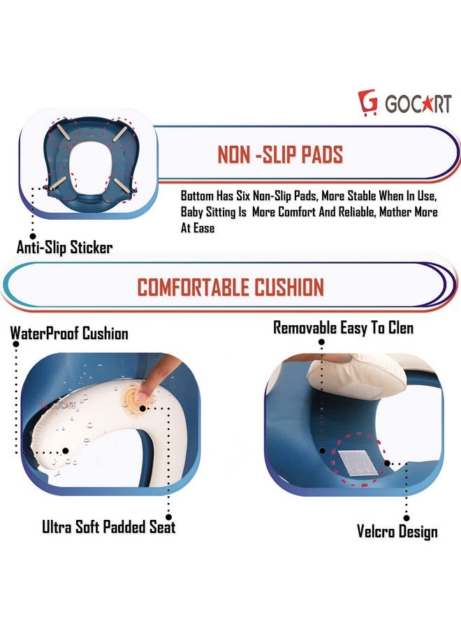 GOCART WITH G LOGO Adjustable Toilet Training Seat With Sturdy Non-Slip Wide Step And Soft Cushion For Baby (Lake Blue), Plastic - Image 4