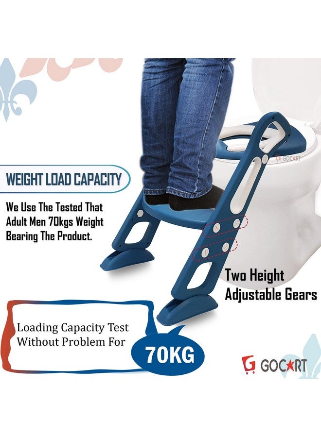GOCART WITH G LOGO Adjustable Toilet Training Seat With Sturdy Non-Slip Wide Step And Soft Cushion For Baby (Lake Blue), Plastic - Image 5