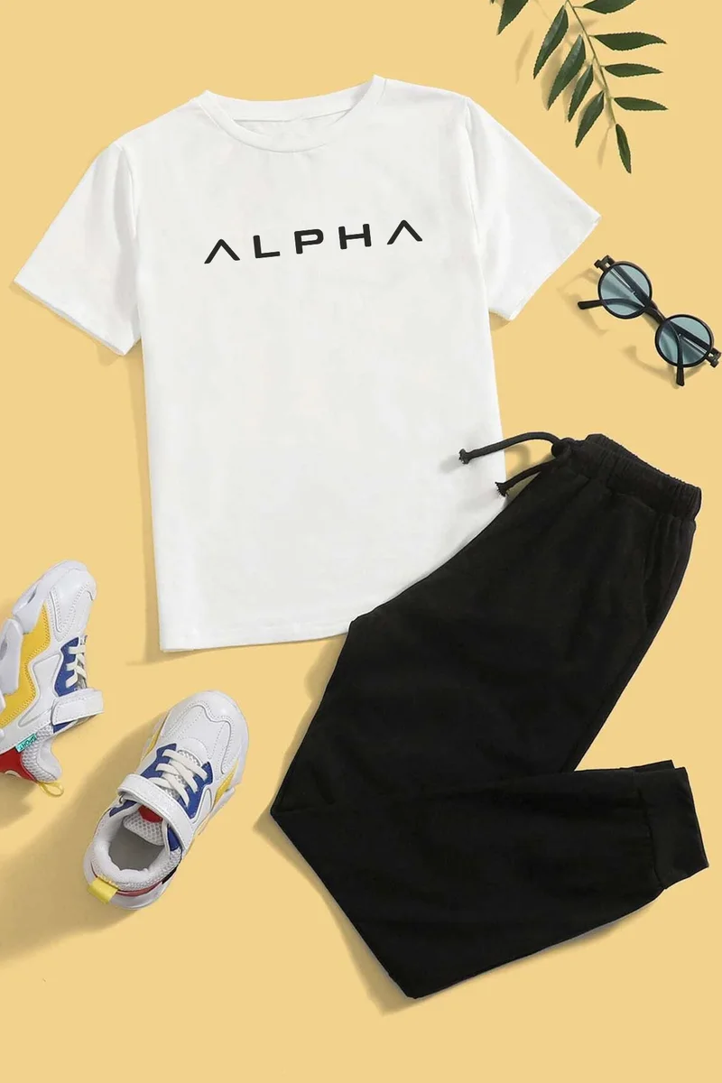 ONLYTRENDWEAR Kids Alpha Bottom - Top Tracksuit Set 3-4 Years Old White