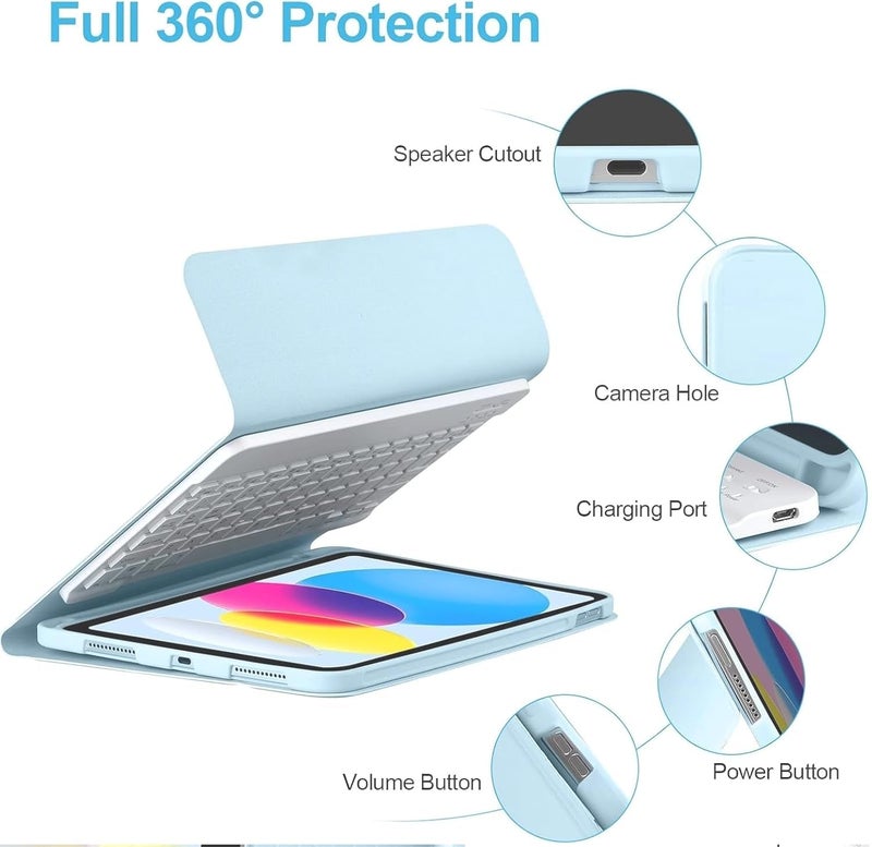 RTSY Keyboard Case for Samsung Galaxy Tab A11+ / A11 Plus 2025 (11 Inch) & A9+/ A9 Plus 2023 (11 inch) with Multi Viewing Angle, Wireless Detachable Folio KB Cover with S Pen Holder-Blue - Image 5
