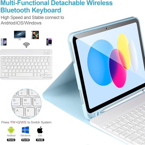 RTSY Keyboard Case for Samsung Galaxy Tab A11+ / A11 Plus 2025 (11 Inch) & A9+/ A9 Plus 2023 (11 inch) with Multi Viewing Angle, Wireless Detachable Folio KB Cover with S Pen Holder-Blue - Image 3