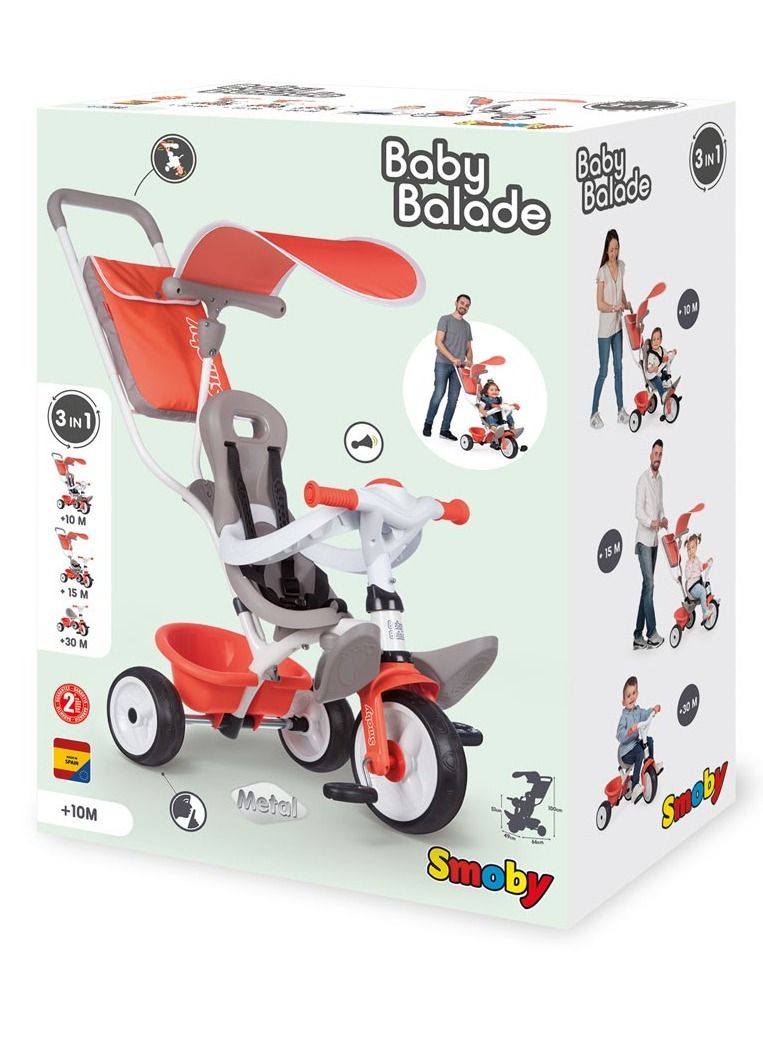 سموبي Smoby Baby Balade دراجة ثلاثية العجلات باللون الأحمر - Image 1