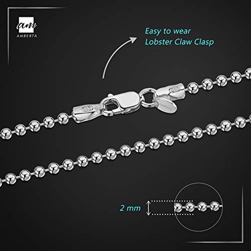 Amberta 925 Sterling Silver 2 mm Ball Chain Bracelet Length 7" inch / 18 cm (7) - Image 4