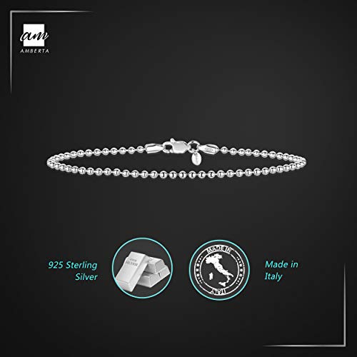 Amberta 925 Sterling Silver 2 mm Ball Chain Bracelet Length 7" inch / 18 cm (7) - Image 5